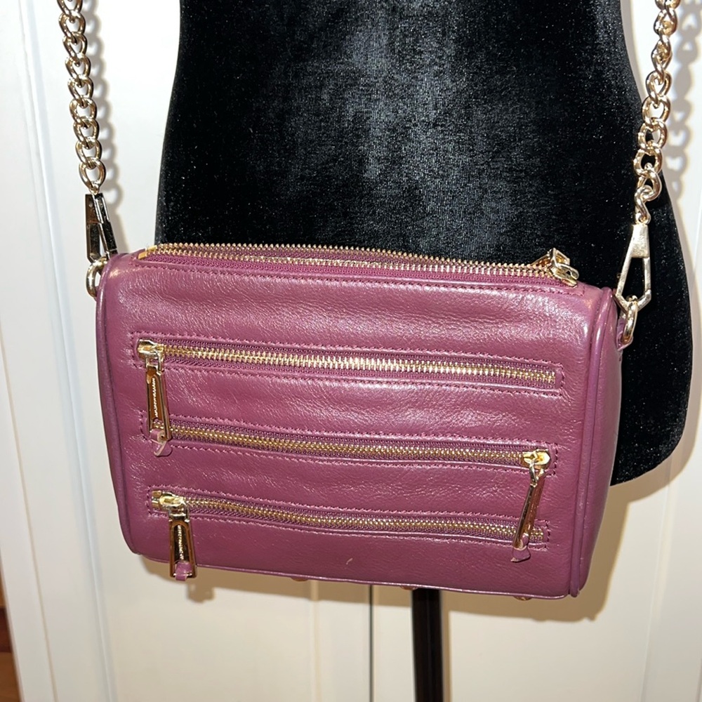 Rebecca Minkoff Leather Stud Crossbody Chain Purse zippers biker